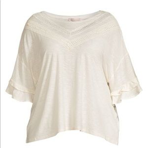 NWT Philosophy Women’s Ruffle Trim Top White Size 2X